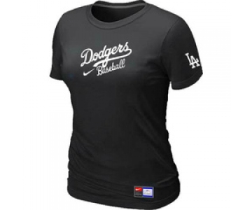 Women MLB Los Angeles Dodgers Nike Black Short Sleeve Practice T-Shirt