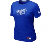 Women MLB Los Angeles Dodgers Nike Blue Short Sleeve Practice T-Shirt