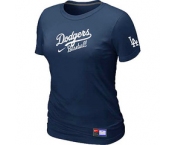 Women MLB Los Angeles Dodgers Nike D.Blue Short Sleeve Practice T-Shirt