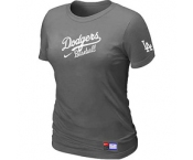 Women MLB Los Angeles Dodgers Nike D.Grey Short Sleeve Practice T-Shirt