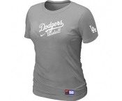 Women MLB Los Angeles Dodgers Nike L.Grey Short Sleeve Practice T-Shirt