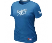 Women MLB Los Angeles Dodgers Nike L.blue Short Sleeve Practice T-Shirt