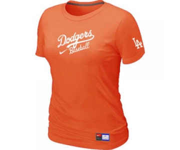 Women MLB Los Angeles Dodgers Nike Orange Short Sleeve Practice T-Shirt