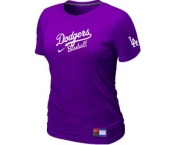 Women MLB Los Angeles Dodgers Nike Purple Short Sleeve Practice T-Shirt