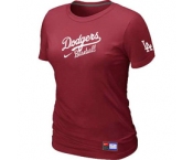 Women MLB Los Angeles Dodgers Nike Red Short Sleeve Practice T-Shirt