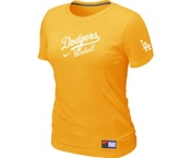 Women MLB Los Angeles Dodgers Nike Yellow Short Sleeve Practice T-Shirt