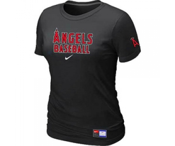 Women MLB Los Angeles of Anaheim Nike Black Short Sleeve Practice T-Shirt