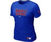 Women MLB Los Angeles of Anaheim Nike Blue Short Sleeve Practice T-Shirt