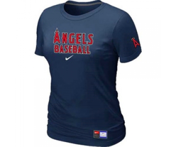 Women MLB Los Angeles of Anaheim Nike D.Blue Short Sleeve Practice T-Shirt