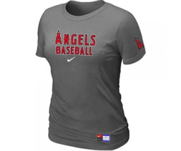 Women MLB Los Angeles of Anaheim Nike D.Grey Short Sleeve Practice T-Shirt