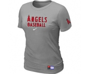 Women MLB Los Angeles of Anaheim Nike L.Grey Short Sleeve Practice T-Shirt