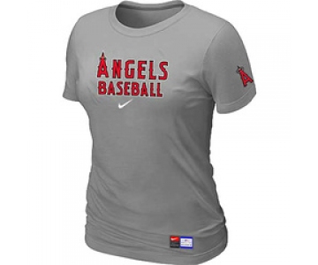 Women MLB Los Angeles of Anaheim Nike L.Grey Short Sleeve Practice T-Shirt