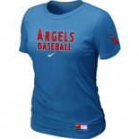 Women MLB Los Angeles of Anaheim Nike L.blue Short Sleeve Practice T-Shirt