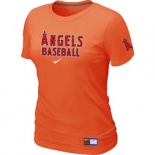 Women MLB Los Angeles of Anaheim Nike Orange Short Sleeve Practice T-Shirt