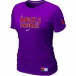 Women MLB Los Angeles of Anaheim Nike Purple Short Sleeve Practice T-Shirt