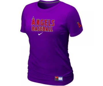 Women MLB Los Angeles of Anaheim Nike Purple Short Sleeve Practice T-Shirt