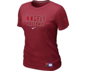 Women MLB Los Angeles of Anaheim Nike Red Short Sleeve Practice T-Shirt