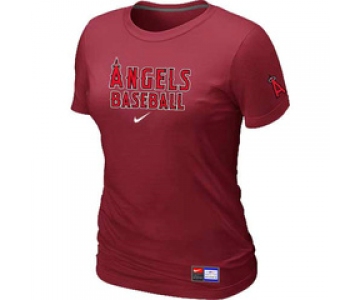 Women MLB Los Angeles of Anaheim Nike Red Short Sleeve Practice T-Shirt