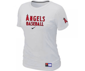 Women MLB Los Angeles of Anaheim Nike White Short Sleeve Practice T-Shirt