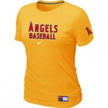 Women MLB Los Angeles of Anaheim Nike Yellow Short Sleeve Practice T-Shirt