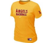 Women MLB Los Angeles of Anaheim Nike Yellow Short Sleeve Practice T-Shirt