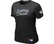 Women MLB Milwaukee Brewers Nike Black Short Sleeve Practice T-Shirt