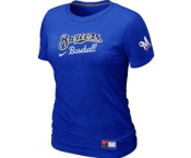 Women MLB Milwaukee Brewers Nike Blue Short Sleeve Practice T-Shirt