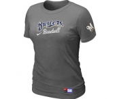 Women MLB Milwaukee Brewers Nike D.Grey Short Sleeve Practice T-Shirt