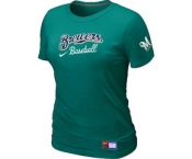 Women MLB Milwaukee Brewers Nike L.Green Short Sleeve Practice T-Shirt