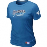 Women MLB Milwaukee Brewers Nike L.blue Short Sleeve Practice T-Shirt