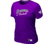 Women MLB Milwaukee Brewers Nike Purple Short Sleeve Practice T-Shirt