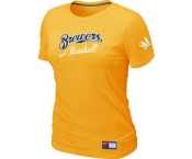 Women MLB Milwaukee Brewers Nike Yellow Short Sleeve Practice T-Shirt