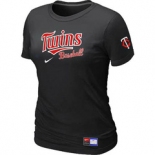 Women MLB Minnesota Twins Nike Black Short Sleeve Practice T-Shirt