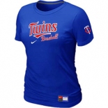 Women MLB Minnesota Twins Nike Blue Short Sleeve Practice T-Shirt