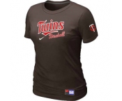 Women MLB Minnesota Twins Nike Brown Short Sleeve Practice T-Shirt