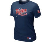 Women MLB Minnesota Twins Nike D.Blue Short Sleeve Practice T-Shirt