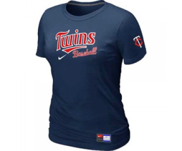 Women MLB Minnesota Twins Nike D.Blue Short Sleeve Practice T-Shirt