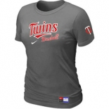 Women MLB Minnesota Twins Nike D.Grey Short Sleeve Practice T-Shirt