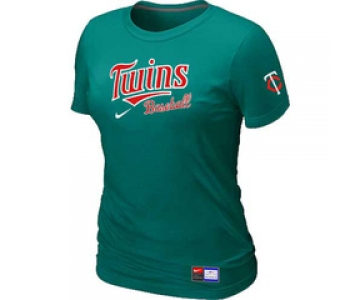 Women MLB Minnesota Twins Nike L.Green Short Sleeve Practice T-Shirt