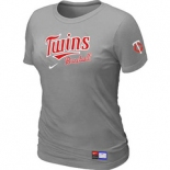 Women MLB Minnesota Twins Nike L.Grey Short Sleeve Practice T-Shirt