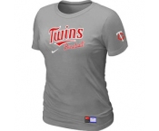 Women MLB Minnesota Twins Nike L.Grey Short Sleeve Practice T-Shirt