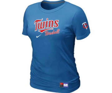 Women MLB Minnesota Twins Nike L.blue Short Sleeve Practice T-Shirt