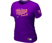 Women MLB Minnesota Twins Nike Purple Short Sleeve Practice T-Shirt