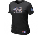 Women MLB New York Mets Nike Black Short Sleeve Practice T-Shirt