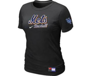 Women MLB New York Mets Nike Black Short Sleeve Practice T-Shirt