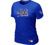 Women MLB New York Mets Nike Blue Short Sleeve Practice T-Shirt