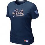 Women MLB New York Mets Nike D.Blue Short Sleeve Practice T-Shirt