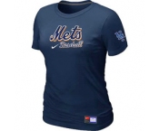 Women MLB New York Mets Nike D.Blue Short Sleeve Practice T-Shirt