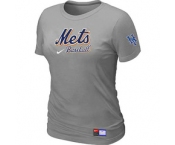 Women MLB New York Mets Nike L.Grey Short Sleeve Practice T-Shirt