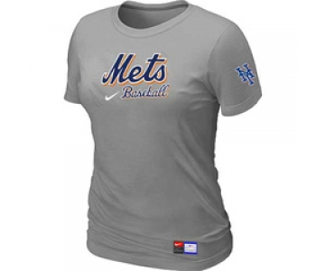 Women MLB New York Mets Nike L.Grey Short Sleeve Practice T-Shirt